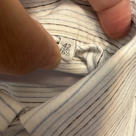 Ermenegildo Zegna Woven Grid Burgundy Check Spread Collar Shirt Size 42/16.5 - Picture 3 of 6